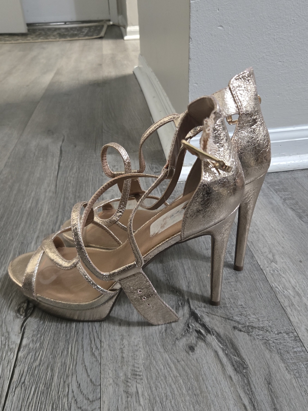 G by Guess Rose Gold Strappy High Heel Sandals
